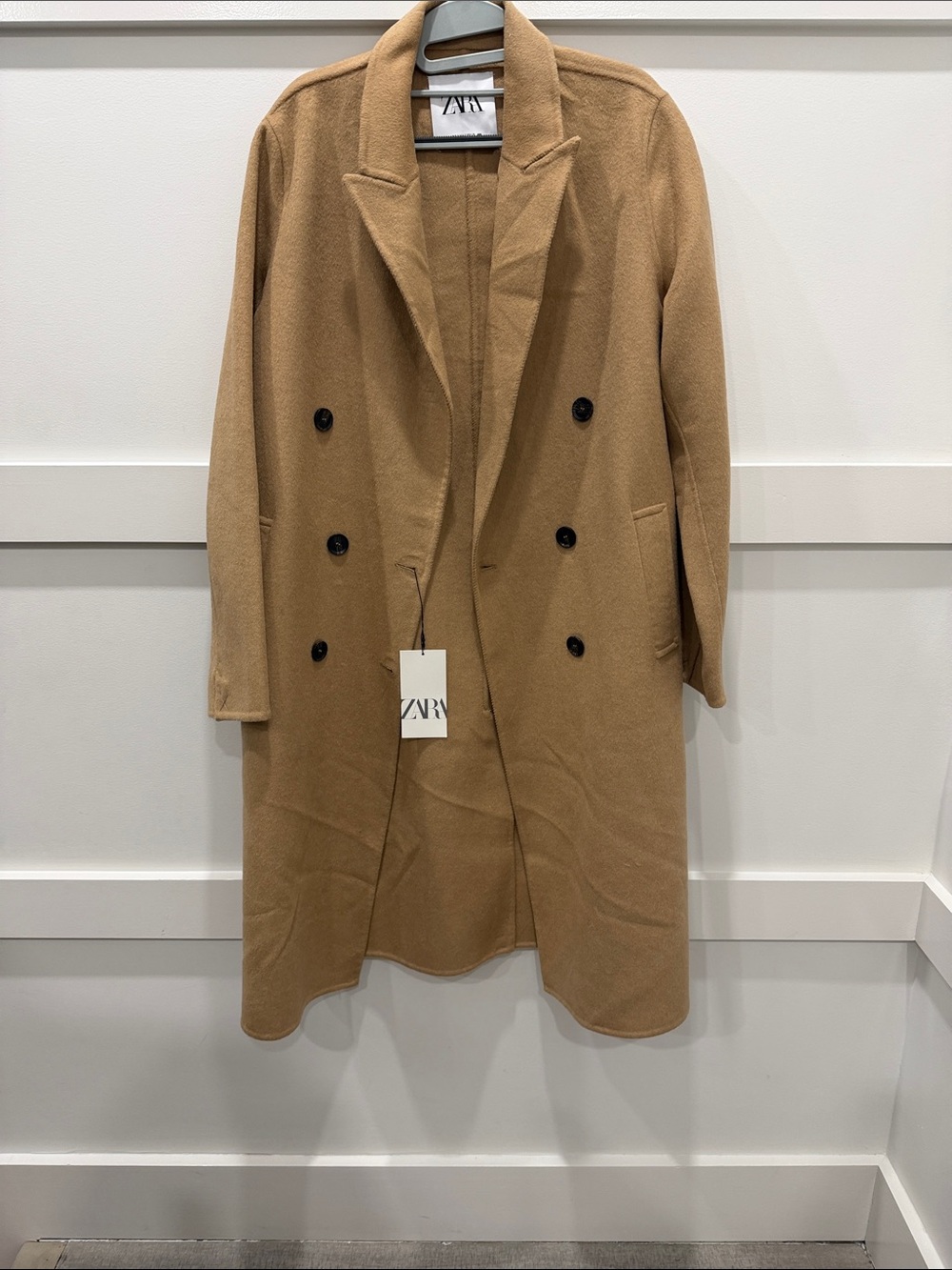 Zara Double-Breasted Tan Pea Coat